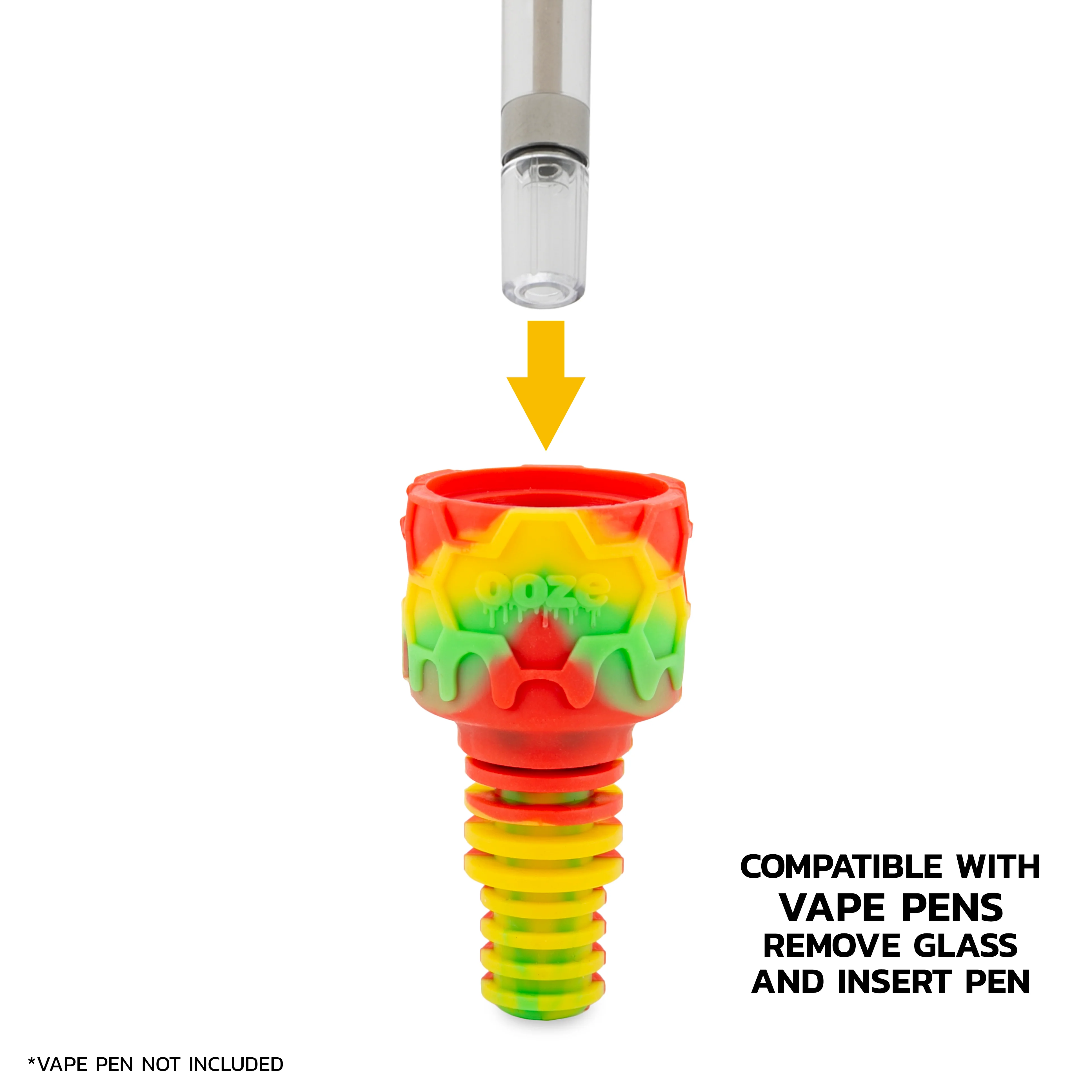 Ooze Cranium Silicone Water Pipe, Dab Rig & Dab Straw - Rasta - Image 8