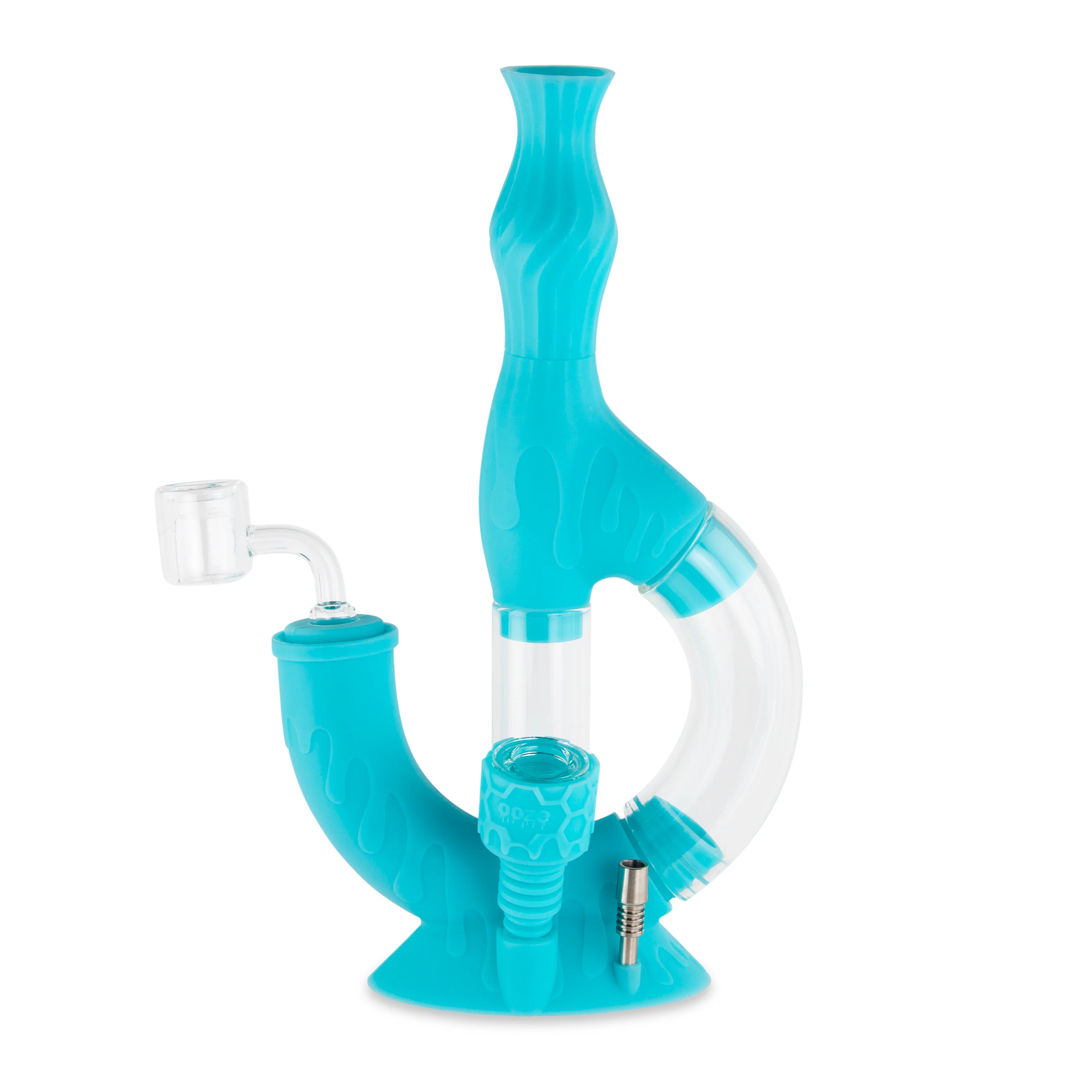 Ooze Echo Silicone Water Pipe, Dab Rig & Dab Straw - Aqua Teal - Image 3
