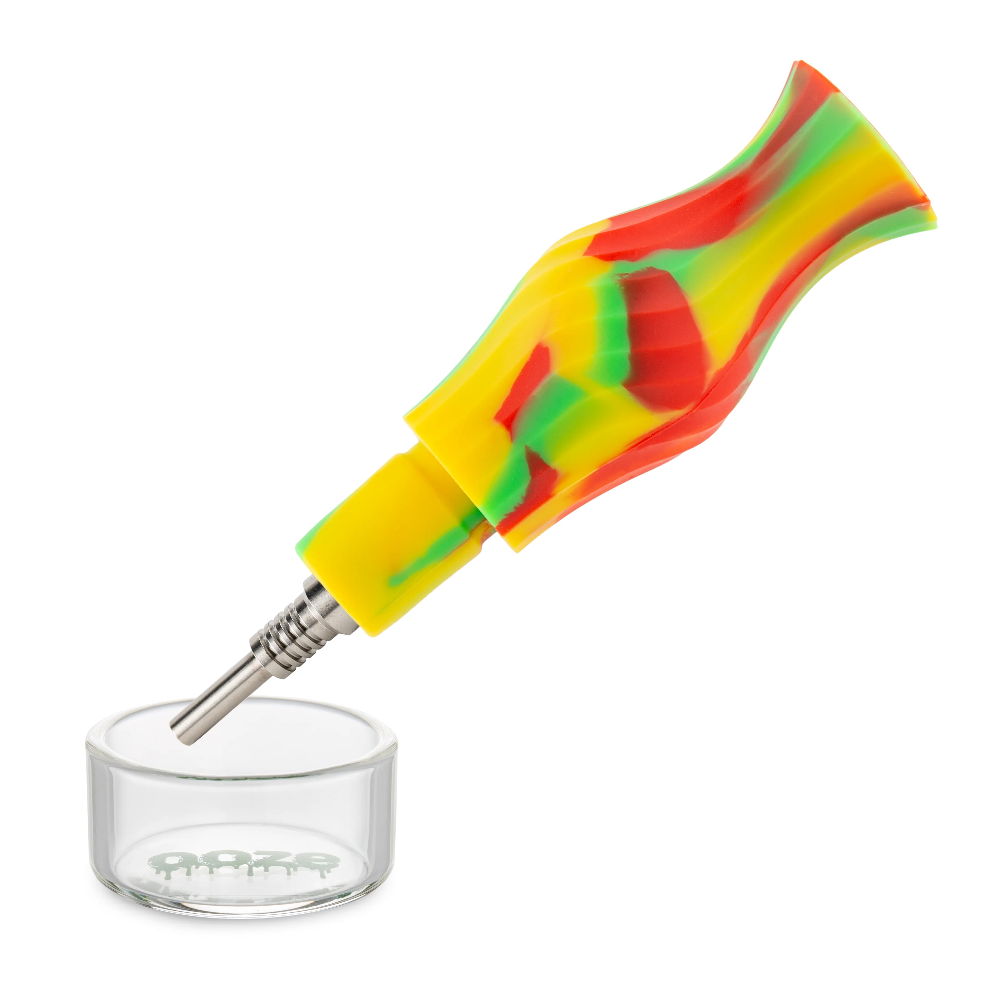Ooze Echo Silicone Water Pipe, Dab Rig & Dab Straw - Rasta - Image 5