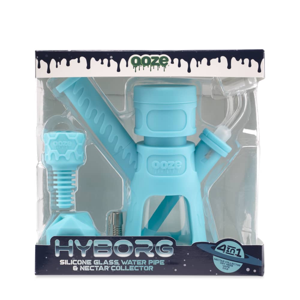 Ooze Hyborg Silicone Water Pipe, Dab Rig & Dab Straw - Aqua Teal - Image 8