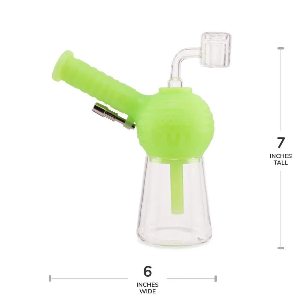 Blaster 4-in-1 Silicone Glass Water Pipe & Dab Rig – Green Glow - Image 11