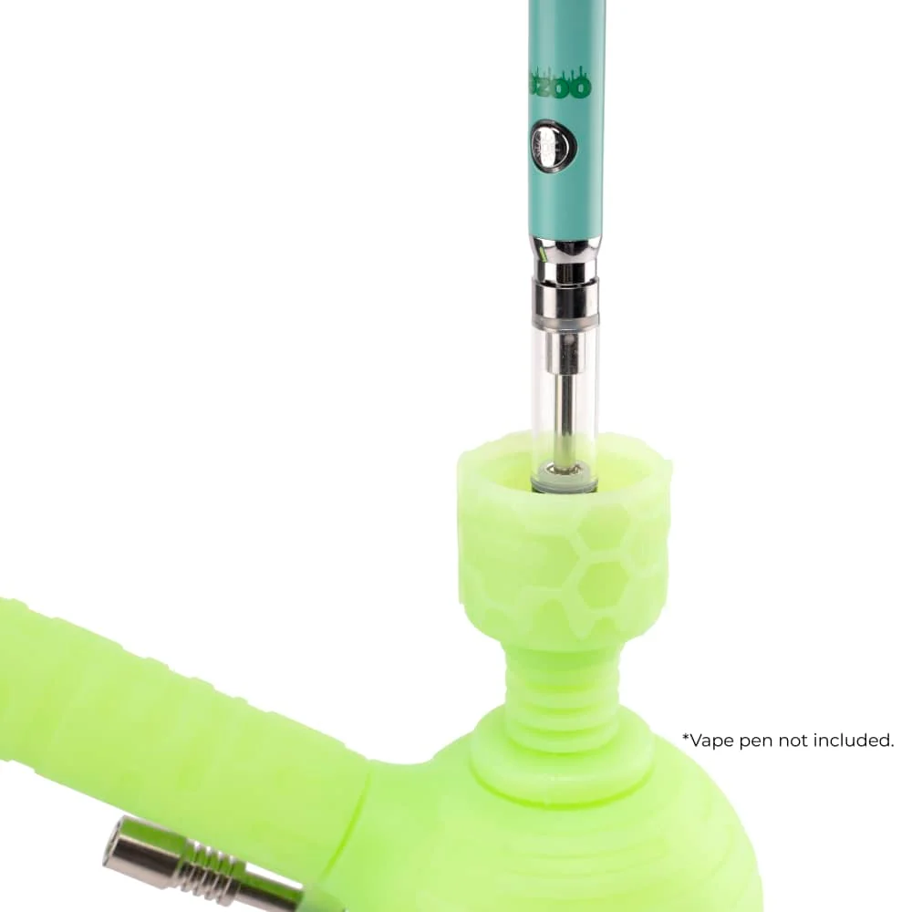 Blaster 4-in-1 Silicone Glass Water Pipe & Dab Rig – Green Glow - Image 3