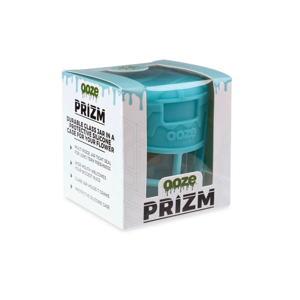 Ooze Prizm Aqua Teal Silicone-Wrapped Glass Stash Jar - Image 6