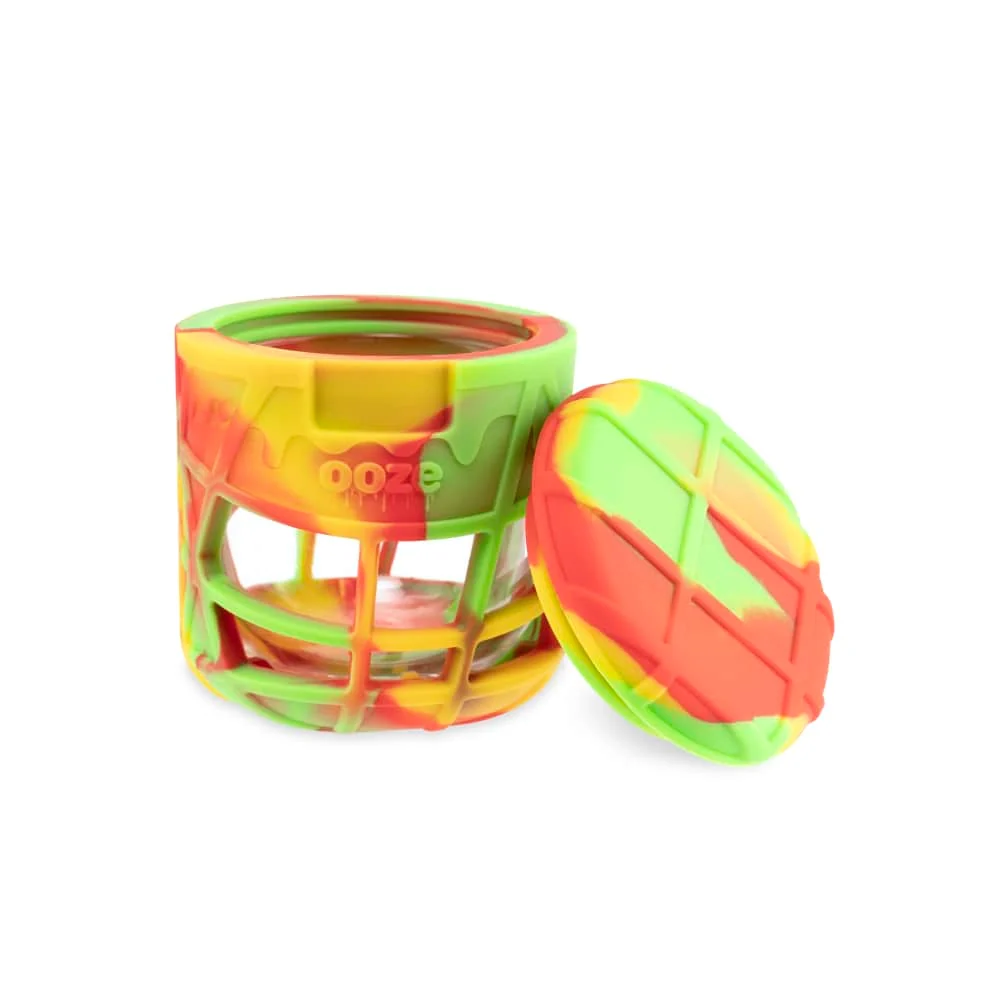 Ooze Prizm Rasta Silicone-Wrapped Glass Stash Jar - Image 4
