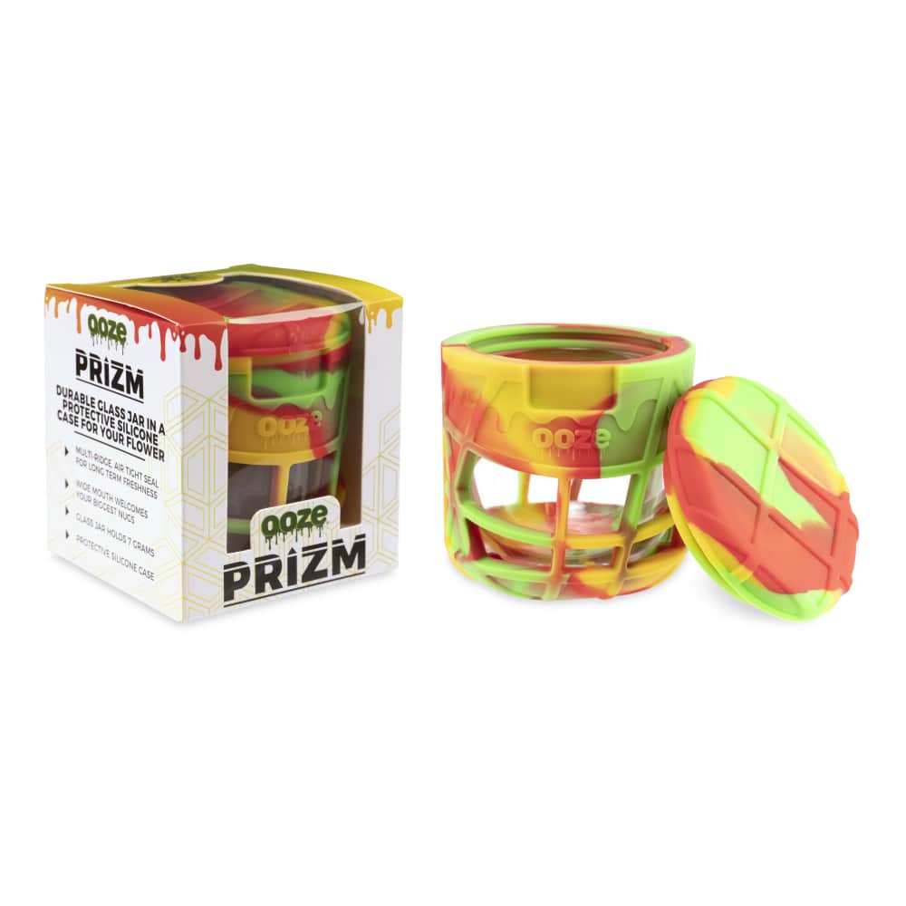 Ooze Prizm Rasta Silicone-Wrapped Glass Stash Jar - Image 6