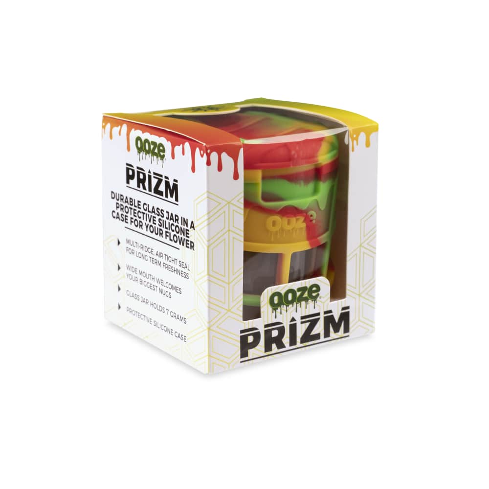Ooze Prizm Rasta Silicone-Wrapped Glass Stash Jar - Image 7