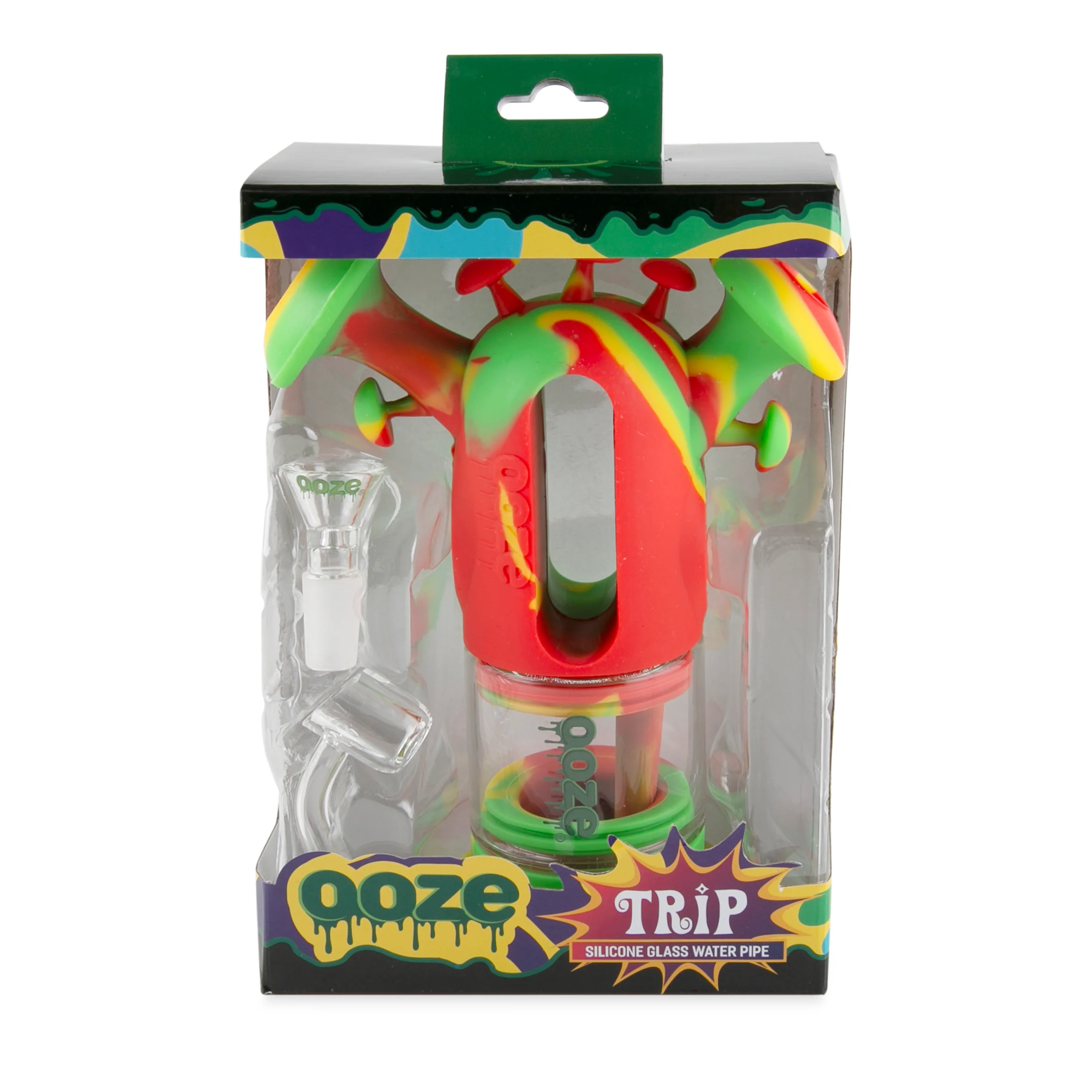 Ooze Trip Pipe Silicone Water Bubbler & Dab Rig - Rasta - Image 7
