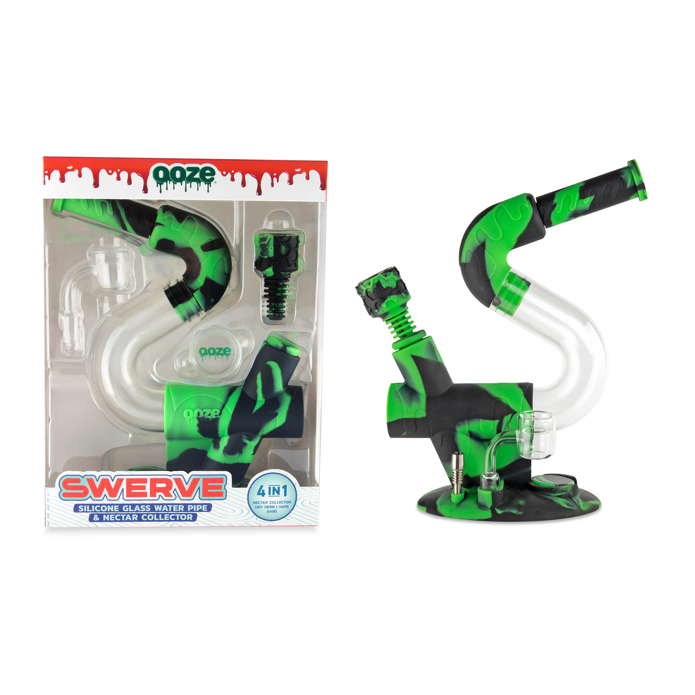 Ooze Swerve Silicone Water Pipe, Dab Rig & Dab Straw - Chameleon - Image 8